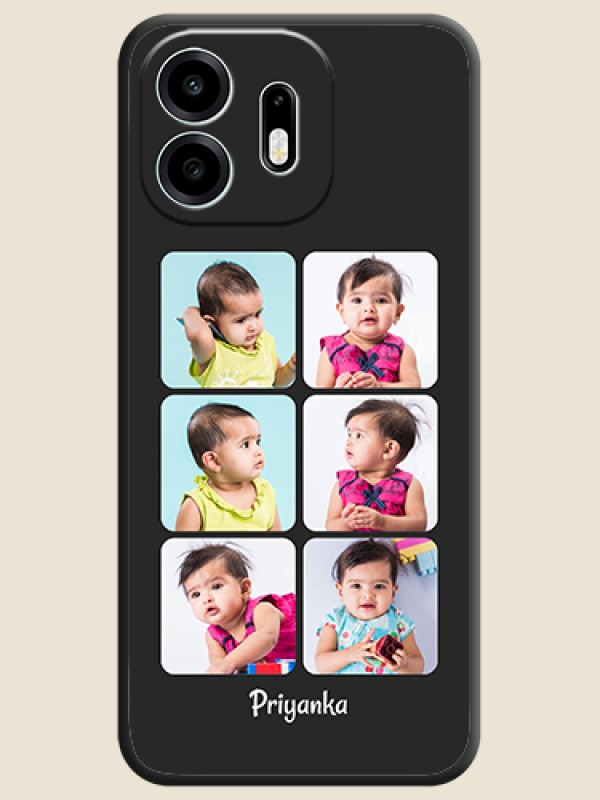Floral Art with 6 Image Holder on Photo On Space Black Custom Soft Matte Mobile Back Cover - OnePlus N6 5G