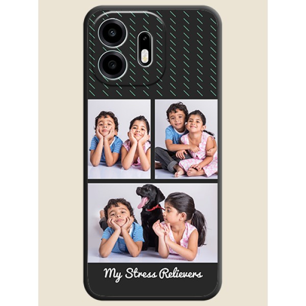 Cross Dotted Pattern with 2 Image Holder On Space Black Custom Soft Matte Mobile Back Cover - OnePlus N6 5G