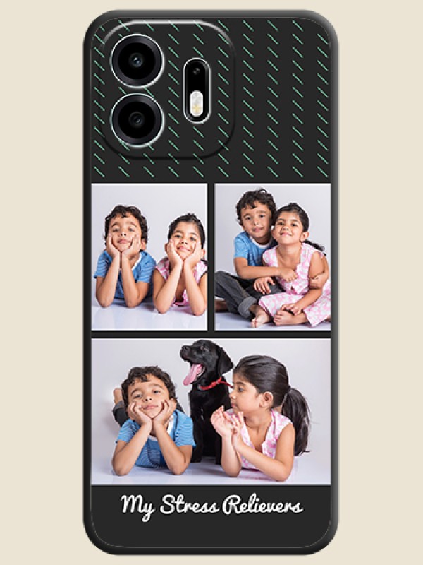 Cross Dotted Pattern with 2 Image Holder On Space Black Custom Soft Matte Mobile Back Cover - OnePlus N6 5G