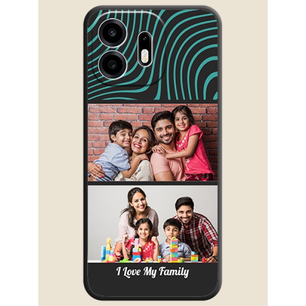 Wave Pattern with 2 Image Holder On Space Black Custom Soft Matte Mobile Back Cover - OnePlus N6 5G Wave Pattern with 2 Image Holder On Space Black Custom Soft Matte Mobile Back Cover - OnePlus N6 5G