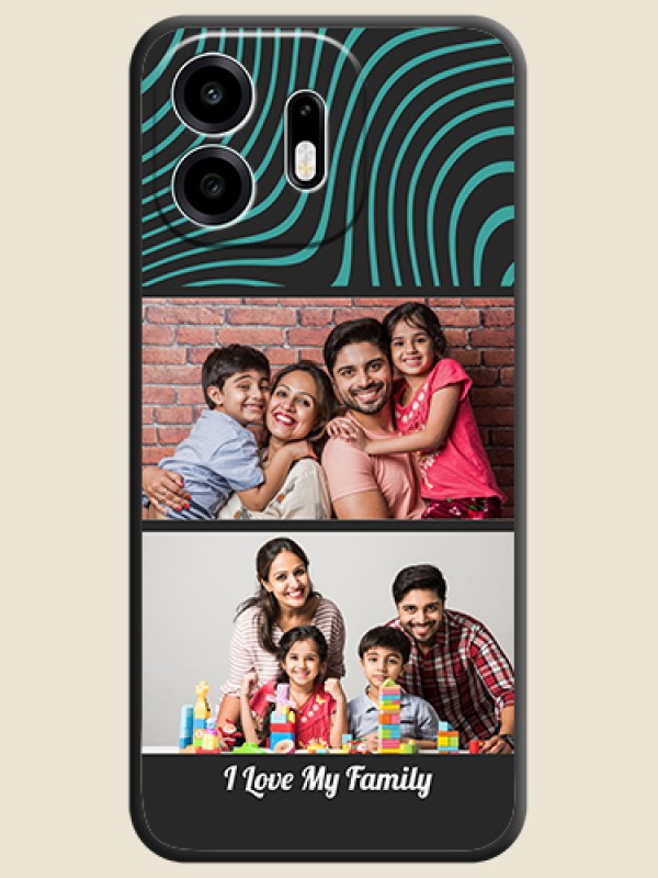 Wave Pattern with 2 Image Holder On Space Black Custom Soft Matte Mobile Back Cover - OnePlus N6 5G