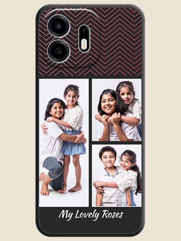 Wave Pattern with 3 Image Holder On Space Black Custom Soft Matte Mobile Back Cover - OnePlus N6 5G