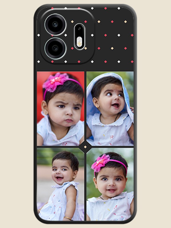Multicolor Dotted Pattern with 4 Image Holder On Space Black Custom Soft Matte Mobile Back Cover - OnePlus N6 5G