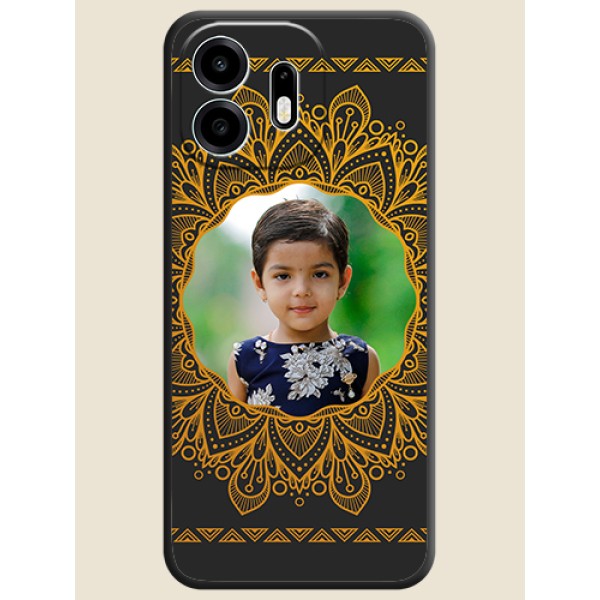 Round Image with Floral Design On Space Black Custom Soft Matte Mobile Back Cover - OnePlus N6 5G Round Image with Floral Design On Space Black Custom Soft Matte Mobile Back Cover - OnePlus N6 5G