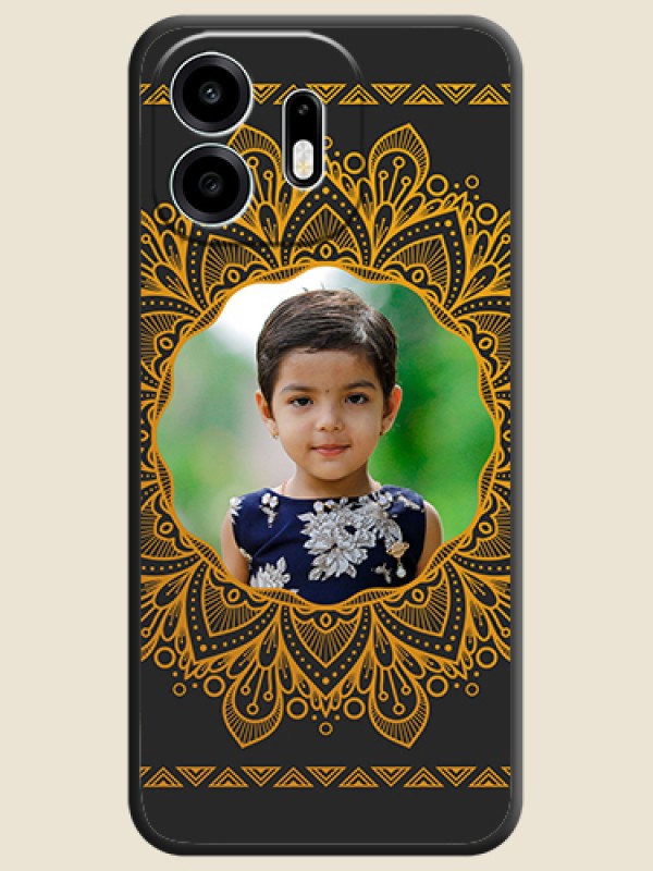 Round Image with Floral Design On Space Black Custom Soft Matte Mobile Back Cover - OnePlus N6 5G