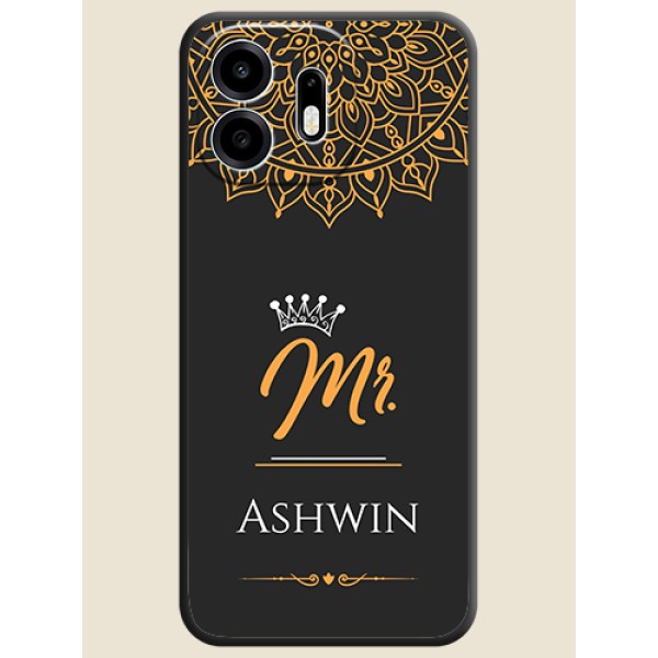 Mr Name with Floral Design On Space Black Custom Soft Matte Mobile Back Cover - OnePlus N6 5G Mr Name with Floral Design On Space Black Custom Soft Matte Mobile Back Cover - OnePlus N6 5G