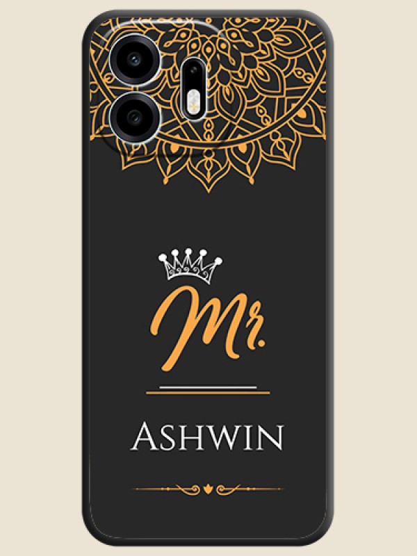 Mr Name with Floral Design On Space Black Custom Soft Matte Mobile Back Cover - OnePlus N6 5G