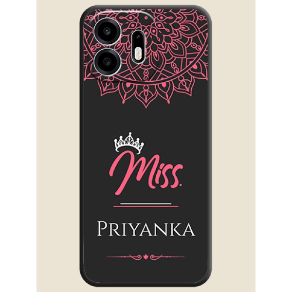 Mrs Name with Floral Design On Space Black Custom Soft Matte Mobile Back Cover - OnePlus N6 5G