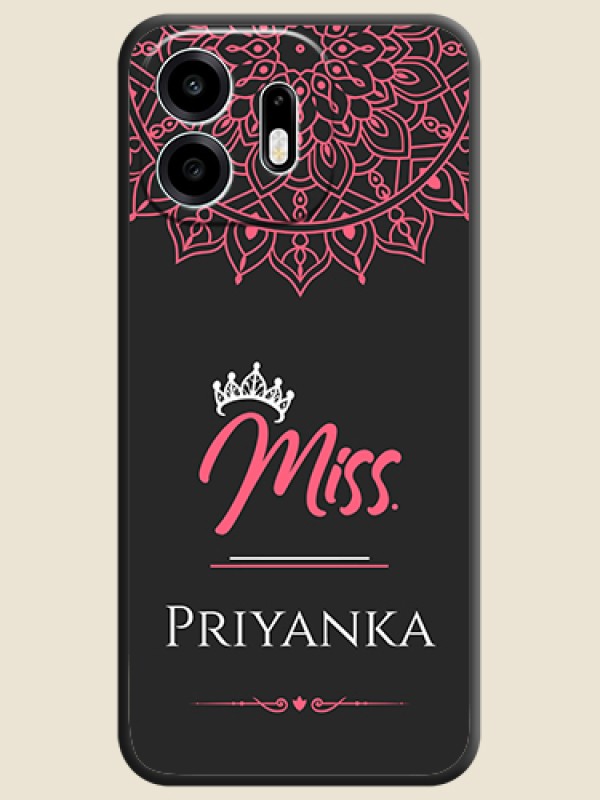 Mrs Name with Floral Design On Space Black Custom Soft Matte Mobile Back Cover - OnePlus N6 5G