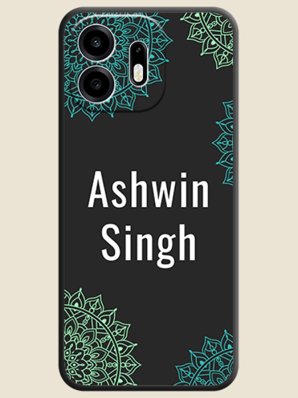 Your Name with Floral Design On Space Black Custom Soft Matte Mobile Back Cover - OnePlus N6 5G