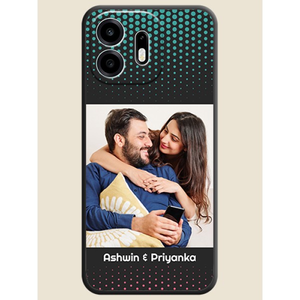 Faded Dots with Grunge Photo Frame and Text On Space Black Custom Soft Matte Mobile Back Cover - OnePlus N6 5G Faded Dots with Grunge Photo Frame and Text On Space Black Custom Soft Matte Mobile Back Cover - OnePlus N6 5G
