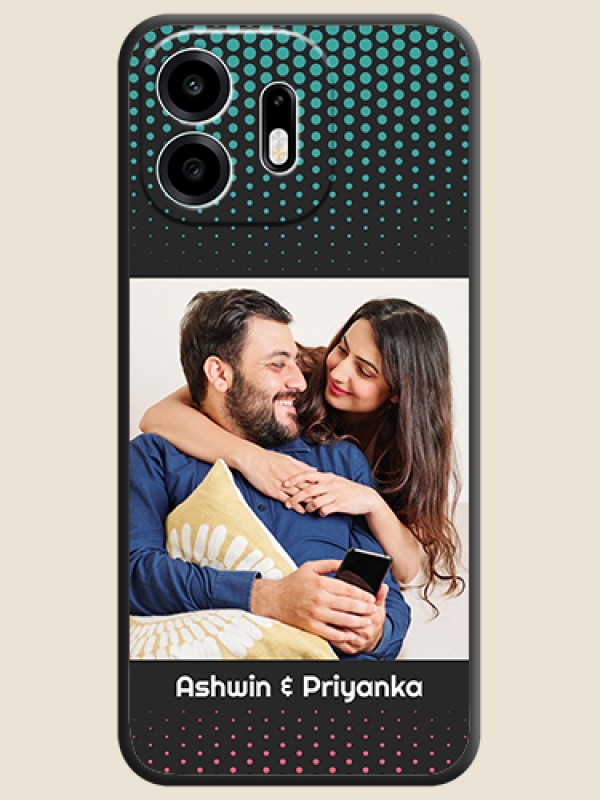 Faded Dots with Grunge Photo Frame and Text On Space Black Custom Soft Matte Mobile Back Cover - OnePlus N6 5G