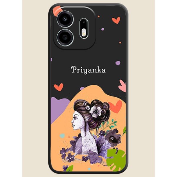 Namecase For Her With Fancy Lady Image On Space Black Custom Soft Matte Mobile Back Cover - OnePlus N6 5G