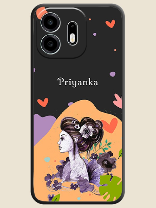 Namecase For Her With Fancy Lady Image On Space Black Custom Soft Matte Mobile Back Cover - OnePlus N6 5G