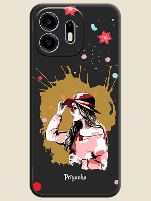 Mordern Lady With Color Splash Background With Custom Text On Space Black Custom Soft Matte Mobile Back Cover - OnePlus N6 5G