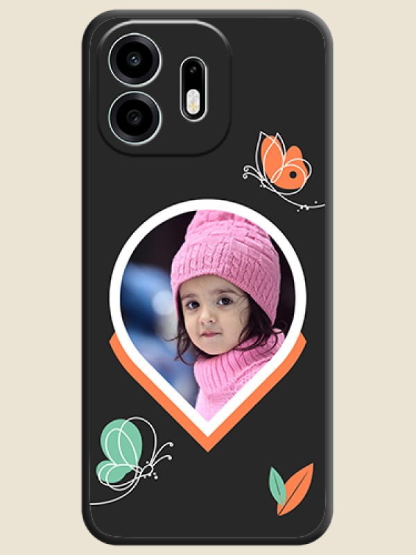 Upload Pic With Simple Butterly Design On Space Black Custom Soft Matte Mobile Back Cover - OnePlus N6 5G