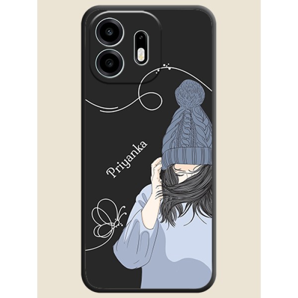 Girl With Blue Winter Outfiit Custom Text Design On Space Black Custom Soft Matte Mobile Back Cover - OnePlus N6 5G Girl With Blue Winter Outfiit Custom Text Design On Space Black Custom Soft Matte Mobile Back Cover - OnePlus N6 5G
