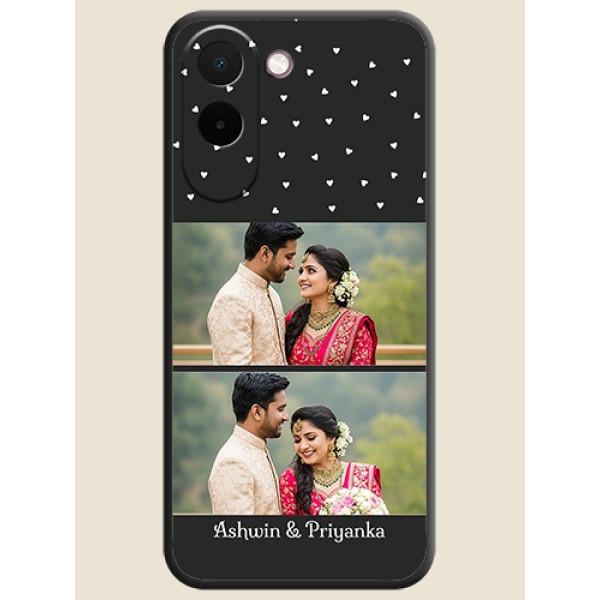 Miniature Love Symbols with Name On Space Black Custom Soft Matte Mobile Back Cover - OnePlus N6x 5G