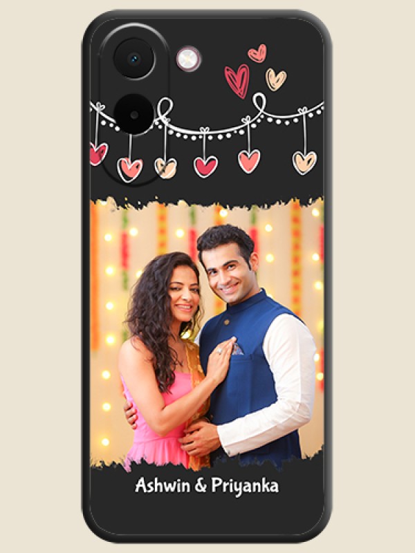 Pink Love Hangings with Name On Space Black Custom Soft Matte Mobile Back Cover - OnePlus N6x 5G