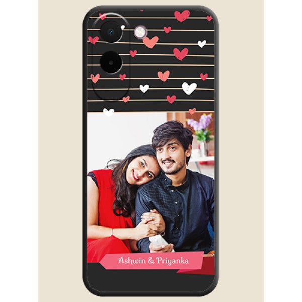 Love Pattern with Name on Pink Ribbon on Photo On Space Black Custom Soft Matte Mobile Back Cover - OnePlus N6x 5G