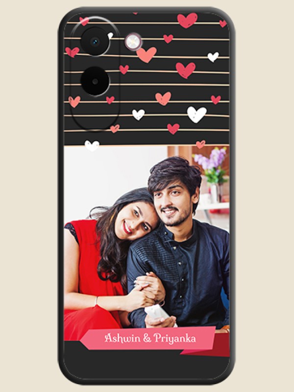 Love Pattern with Name on Pink Ribbon on Photo On Space Black Custom Soft Matte Mobile Back Cover - OnePlus N6x 5G