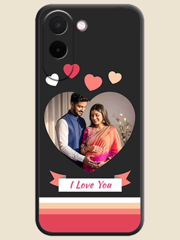 Love Shaped Photo with Colorful Stripes On Space Black Custom Soft Matte Mobile Back Cover - OnePlus N6x 5G
