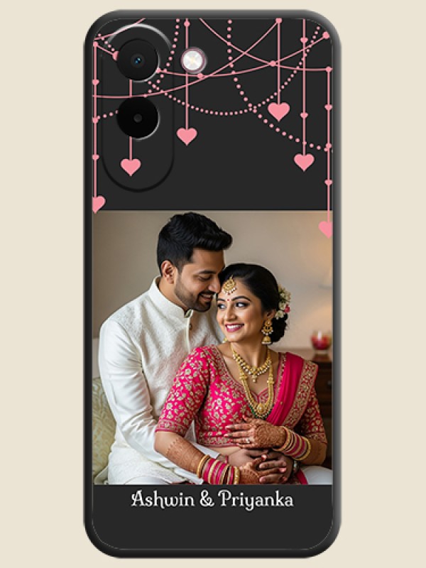 Pink Love Hangings with Text On Space Black Custom Soft Matte Mobile Back Cover - OnePlus N6x 5G