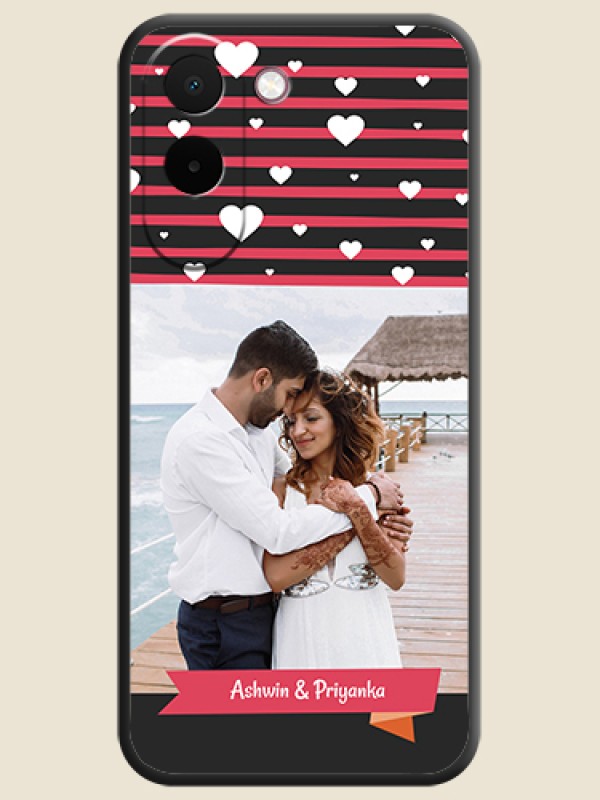 White Color Love Symbols with Pink Lines Pattern On Space Black Custom Soft Matte Mobile Back Cover - OnePlus N6x 5G