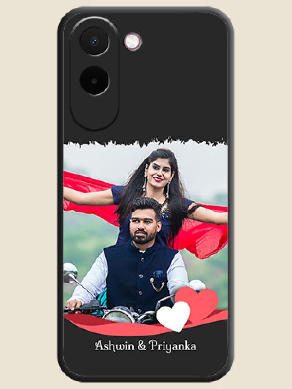 Pin Color Love Shaped Ribbon Design with Text On Space Black Custom Soft Matte Mobile Back Cover - OnePlus N6x 5G