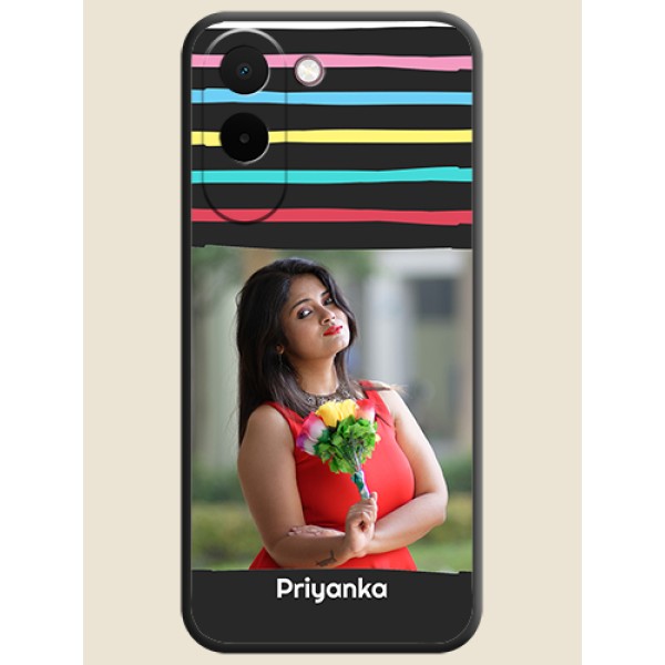 Multicolor Lines with Image On Space Black Custom Soft Matte Mobile Back Cover - OnePlus N6x 5G Multicolor Lines with Image On Space Black Custom Soft Matte Mobile Back Cover - OnePlus N6x 5G