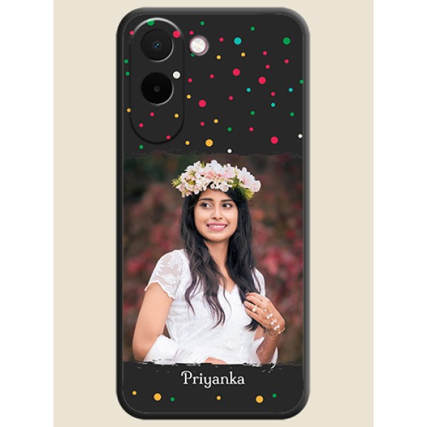 Multicolor Dotted Pattern with Text On Space Black Custom Soft Matte Mobile Back Cover - OnePlus N6x 5G Multicolor Dotted Pattern with Text On Space Black Custom Soft Matte Mobile Back Cover - OnePlus N6x 5G