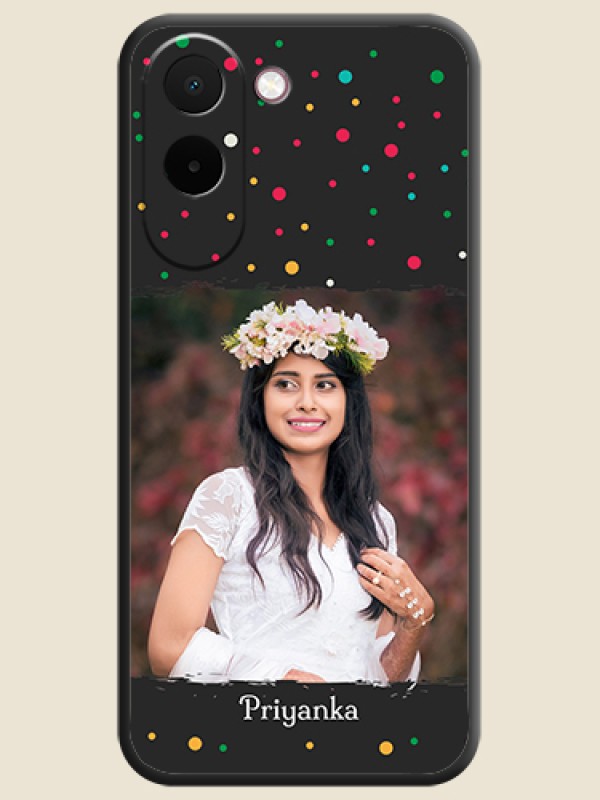 Multicolor Dotted Pattern with Text On Space Black Custom Soft Matte Mobile Back Cover - OnePlus N6x 5G