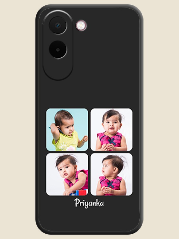 Floral Art with 6 Image Holder on Photo On Space Black Custom Soft Matte Mobile Back Cover - OnePlus N6x 5G