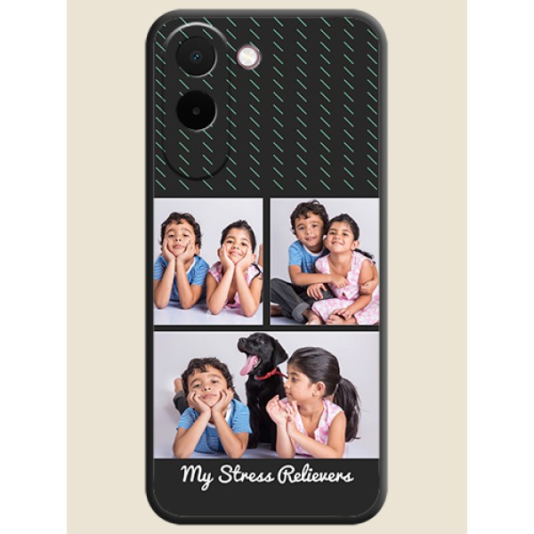 Cross Dotted Pattern with 2 Image Holder On Space Black Custom Soft Matte Mobile Back Cover - OnePlus N6x 5G