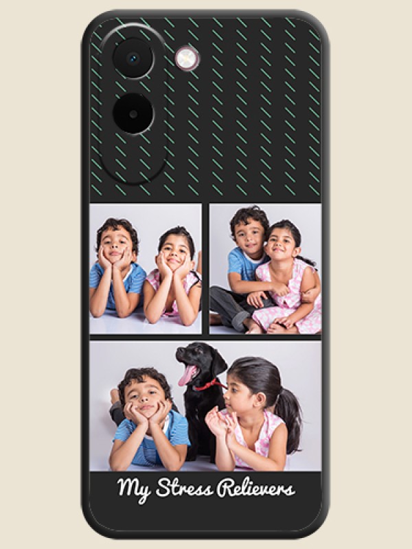 Cross Dotted Pattern with 2 Image Holder On Space Black Custom Soft Matte Mobile Back Cover - OnePlus N6x 5G