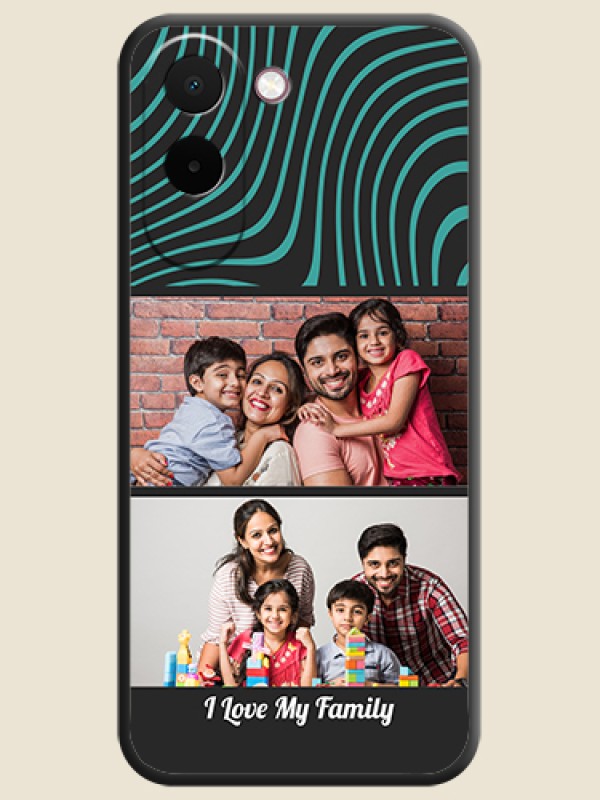 Wave Pattern with 2 Image Holder On Space Black Custom Soft Matte Mobile Back Cover - OnePlus N6x 5G