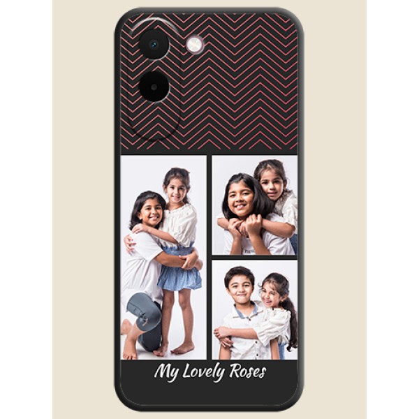 Wave Pattern with 3 Image Holder On Space Black Custom Soft Matte Mobile Back Cover - OnePlus N6x 5G Wave Pattern with 3 Image Holder On Space Black Custom Soft Matte Mobile Back Cover - OnePlus N6x 5G