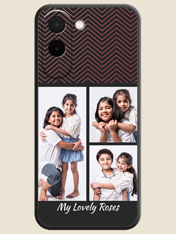 Wave Pattern with 3 Image Holder On Space Black Custom Soft Matte Mobile Back Cover - OnePlus N6x 5G