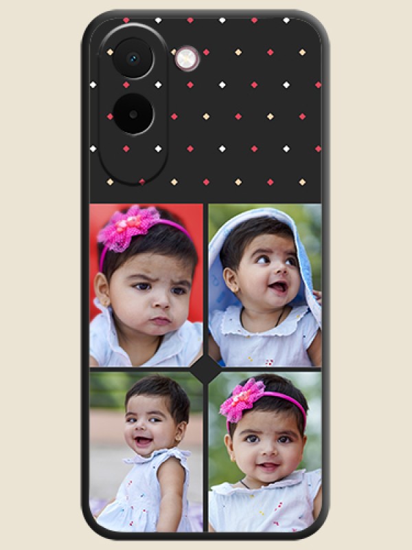 Multicolor Dotted Pattern with 4 Image Holder On Space Black Custom Soft Matte Mobile Back Cover - OnePlus N6x 5G