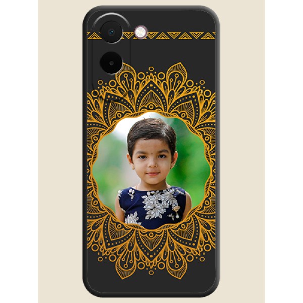Round Image with Floral Design On Space Black Custom Soft Matte Mobile Back Cover - OnePlus N6x 5G Round Image with Floral Design On Space Black Custom Soft Matte Mobile Back Cover - OnePlus N6x 5G