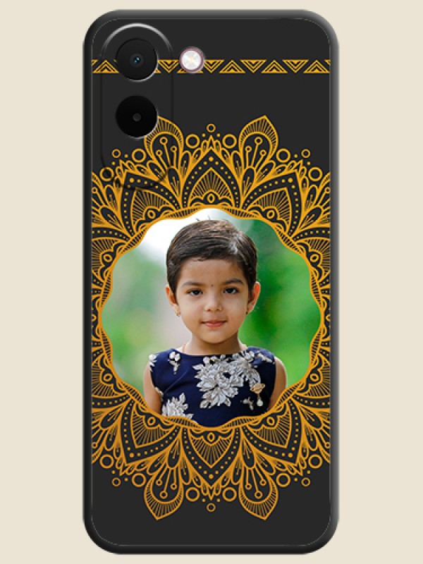 Round Image with Floral Design On Space Black Custom Soft Matte Mobile Back Cover - OnePlus N6x 5G