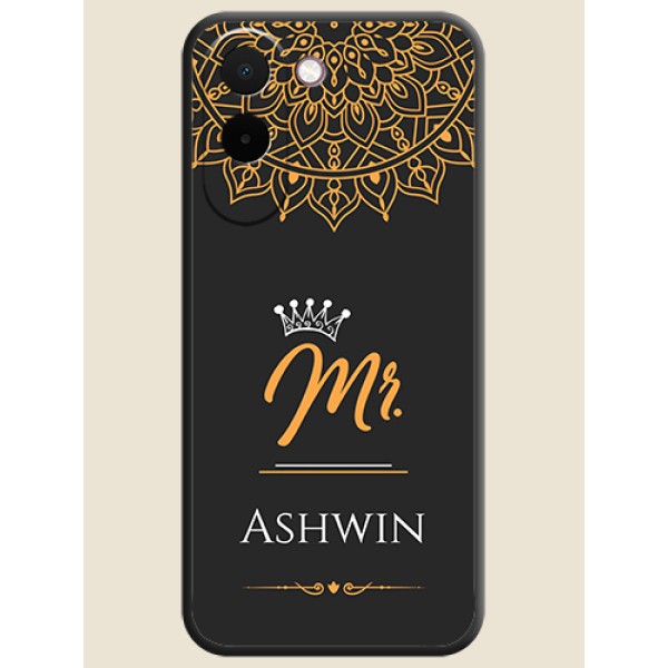 Mr Name with Floral Design On Space Black Custom Soft Matte Mobile Back Cover - OnePlus N6x 5G Mr Name with Floral Design On Space Black Custom Soft Matte Mobile Back Cover - OnePlus N6x 5G