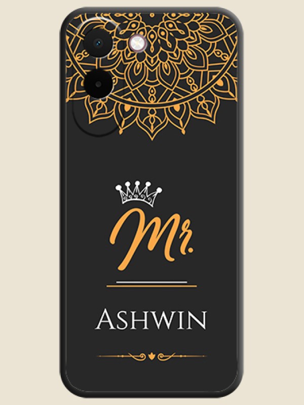 Mr Name with Floral Design On Space Black Custom Soft Matte Mobile Back Cover - OnePlus N6x 5G