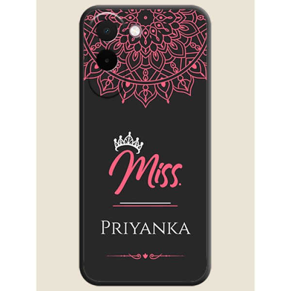 Mrs Name with Floral Design On Space Black Custom Soft Matte Mobile Back Cover - OnePlus N6x 5G