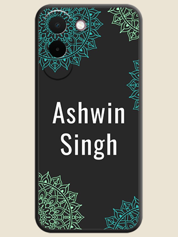 Your Name with Floral Design On Space Black Custom Soft Matte Mobile Back Cover - OnePlus N6x 5G