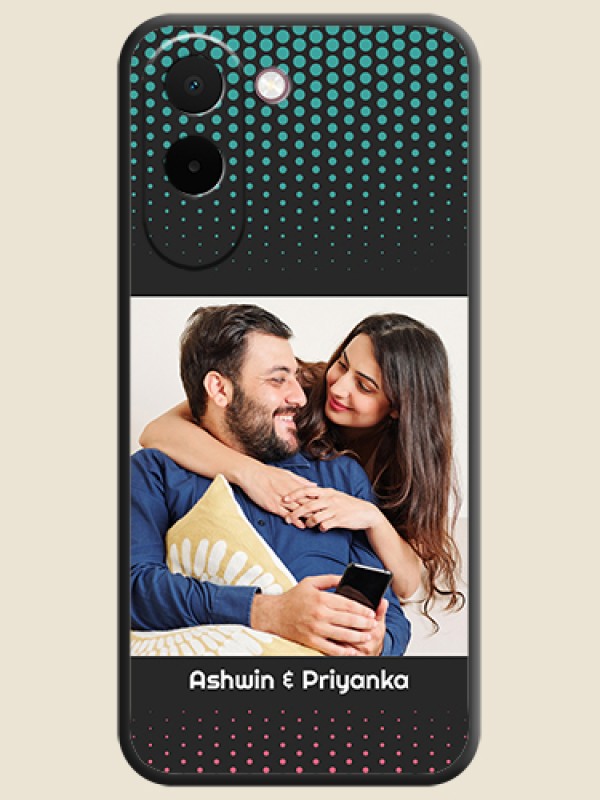 Faded Dots with Grunge Photo Frame and Text On Space Black Custom Soft Matte Mobile Back Cover - OnePlus N6x 5G