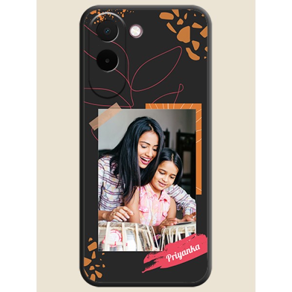 Orange Photo Frame On Space Black Custom Soft Matte Mobile Back Cover - OnePlus N6x 5G