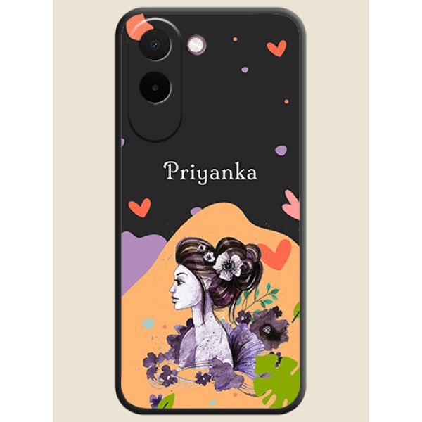 Namecase For Her With Fancy Lady Image On Space Black Custom Soft Matte Mobile Back Cover - OnePlus N6x 5G