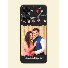 Pink Love Hangings with Name on Space Black Custom Soft Matte Phone Cases - OnePlus Nord 2T 5G