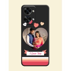 Love Shaped Photo with Colorful Stripes on Personalised Space Black Soft Matte Cases - OnePlus Nord 2T 5G